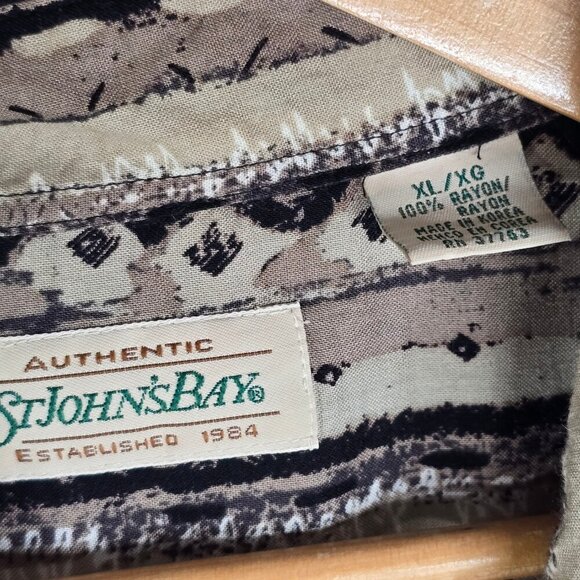 Vintage 90s Brown Black Southwestern Stripe 100% Rayon Button Front Shirt - Picture 6 of 6